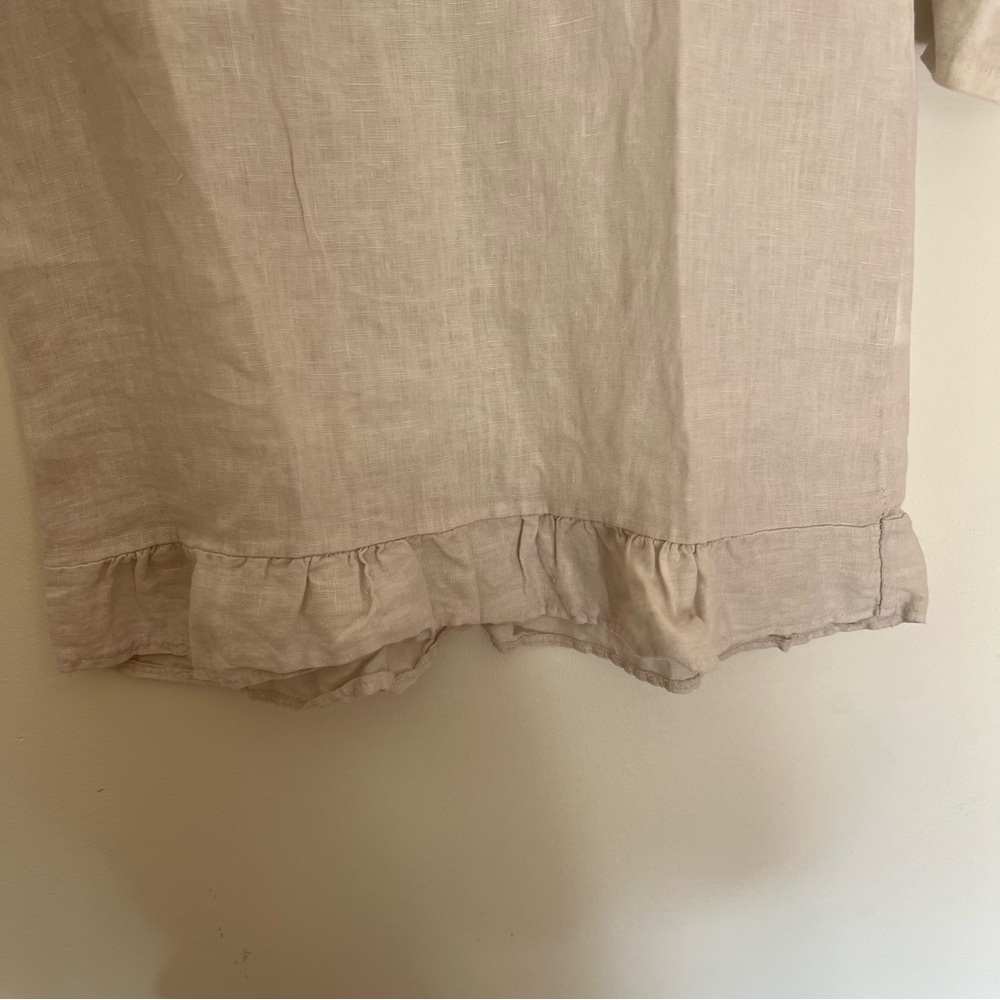 Lungo L’Arno Made in Italy Beige Linen Top Women’s Size Medium - Picture 7 of 9